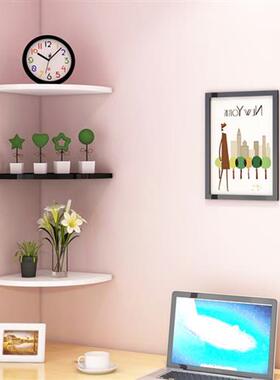 墙角置物架卧室装饰免打孔隔板挂墙三角书架墙壁扇形厨房壁挂木板