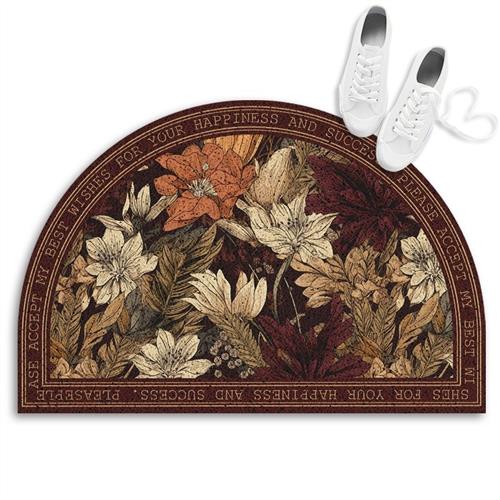 东南亚热带风格 半圆形入户门口丝圈地垫蹭土脚垫进门家用门垫门