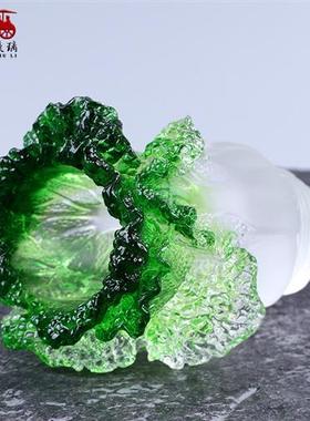 琉璃白菜笔筒摆件定制刻字家居书房生日礼物桌面工艺品礼品百财