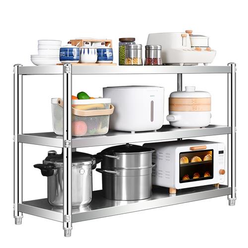 定制不锈钢仓储货架三层置物架落地仓库酒店饭店多功能收纳置物架