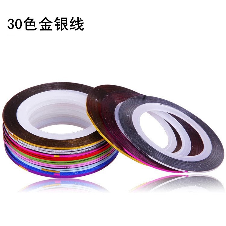 美甲贴纸DIY饰品30色金银线彩色