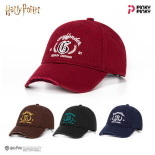 PINKY哈利波特正版刺绣字母棒球帽男女通用破洞磨檐复古风鸭舌帽