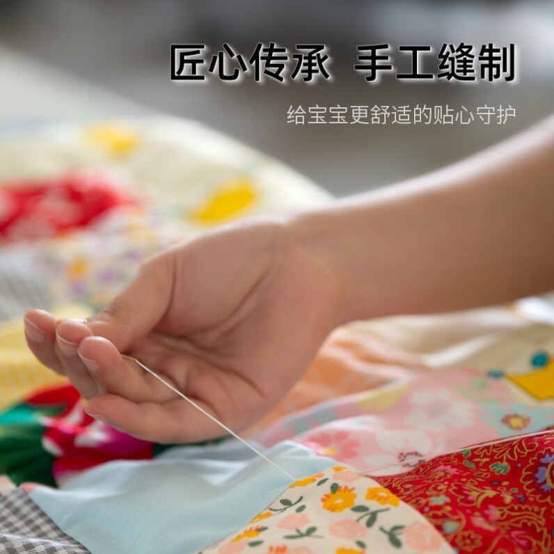 百家被手工婴儿童盖被田园风手工拼布棉花新生儿百家被宝宝百家被