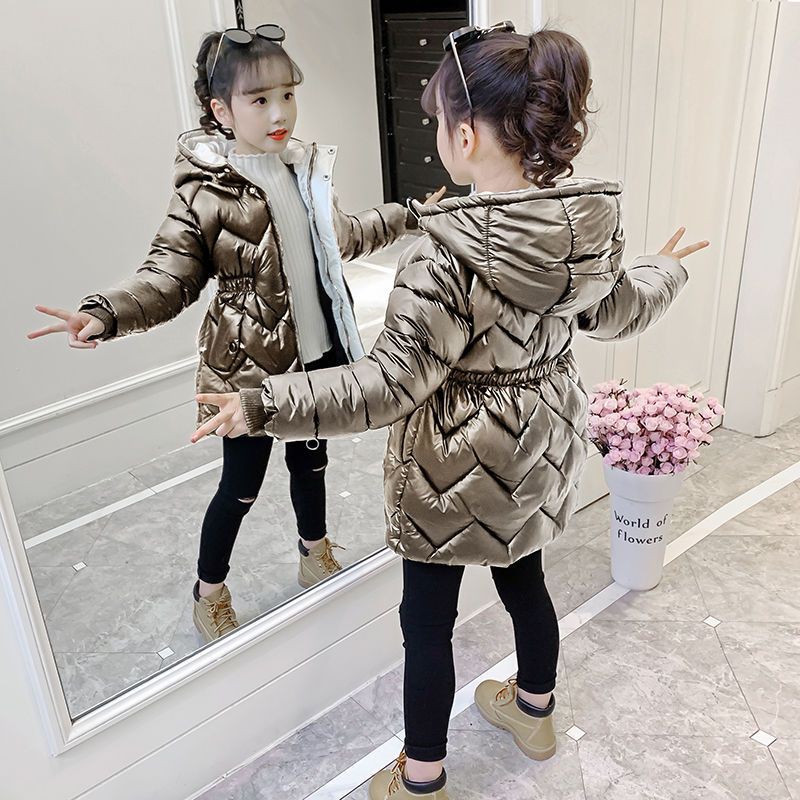 女童羽绒棉服冬装2025新款儿童亮皮收腰棉衣中大童韩版免洗棉袄潮