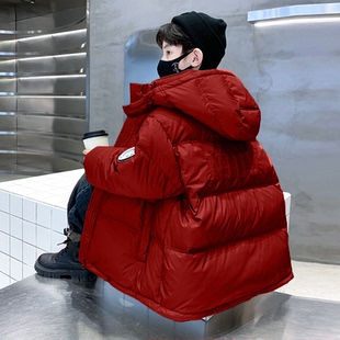 男童红色棉衣2024龙年中大童本命年冬季羽绒棉袄时髦加厚棉服外套