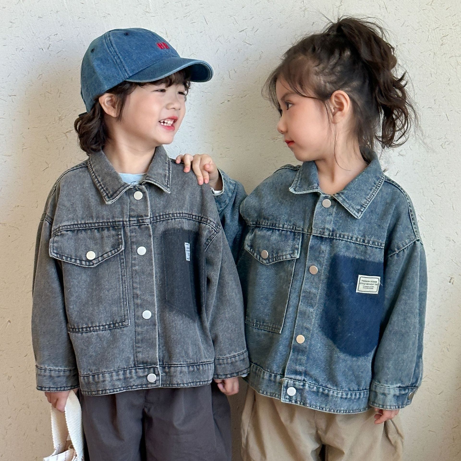 儿童牛仔外套男童春装夹克女童牛仔衣2025新款春秋季宽松宝宝