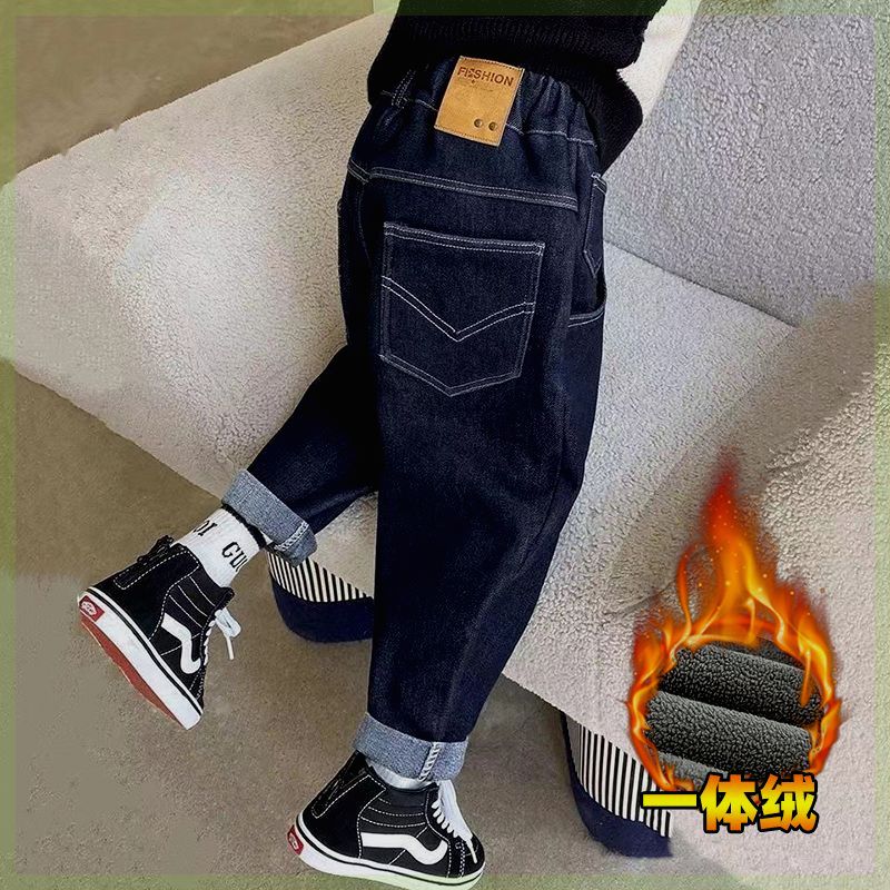 男童牛仔裤加绒2025新款一体绒保暖冬装童装加厚冬季秋冬儿童裤子