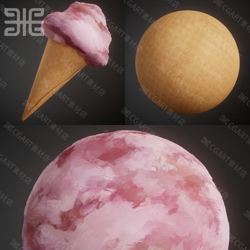 Substance Designer风格化冰淇淋纹理材质球卡通糕点甜筒SD材质球