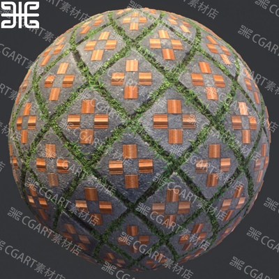 substance designer SD地面街道瓷砖砖石地砖小草纹理材质球sbs