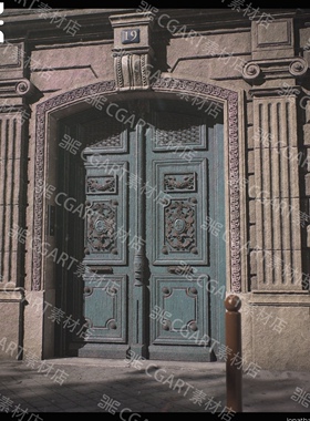 Substance Designer写实奥斯曼门花纹木质大门纹理sd材质球pt材质