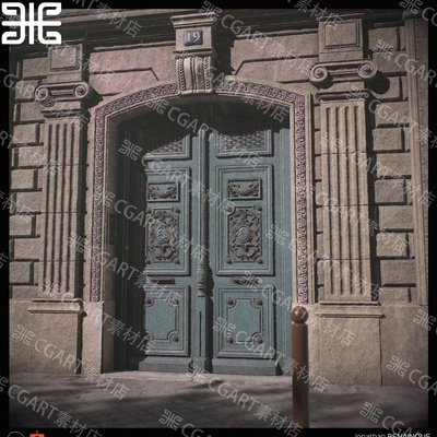 Substance Designer写实奥斯曼门花纹木质大门纹理sd材质球pt材质