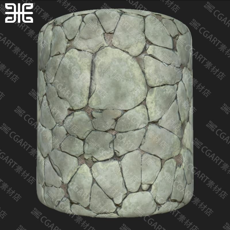 Substance Designer地面岩石石块地砖石头纹理SD石路材质球sbs