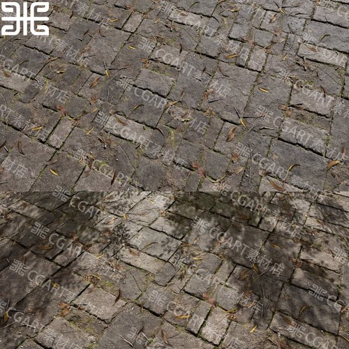 Substance Designer写实落叶铺地砖石砖块纹理贴图sd材质球pt材质