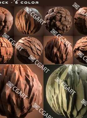 10种Substance Designer风格化岩石悬崖削壁山体石块石岩纹理材质