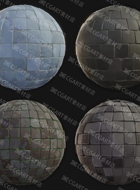 Substance Designer风格化地面方块地砖墙砖石砖纹理SD材质球SP