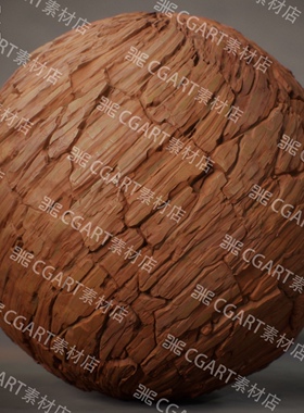 Substance Designer风格化碎裂树皮岩石裂缝纹理贴图和sd材质球pt