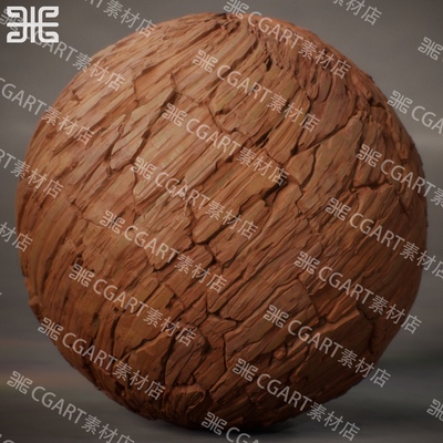 Substance Designer风格化碎裂树皮岩石裂缝纹理贴图和sd材质球pt