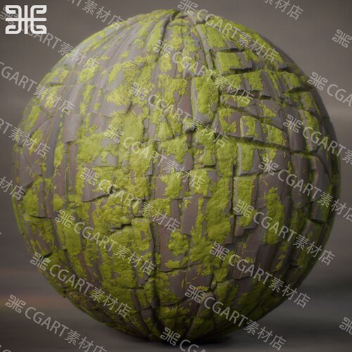 Substance Designer风格化悬崖苔藓岩石纹理sd材质球pt材质球sbs