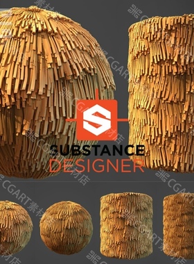 Substance Designer风格化卡通小麦屋顶材质和稻草茅草SD制作教程