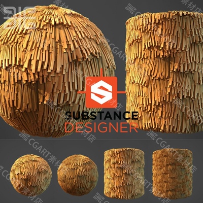 Substance Designer风格化卡通小麦屋顶材质和稻草茅草SD制作教程