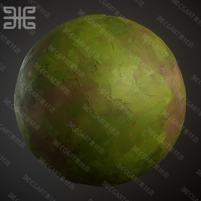 Substance Painter风格化手绘地面草地纹理材质球sp泥土草丛材质