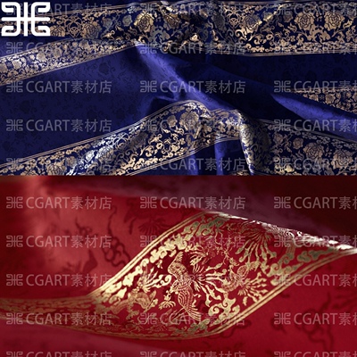 Substance Designer写实棉布凤凰花纹印花布料纹理SD材质球pt材质