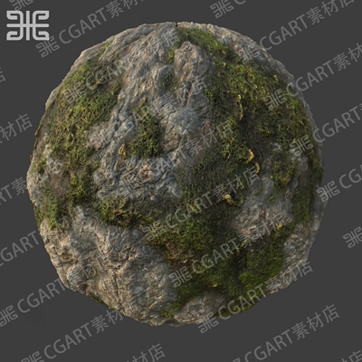 Substance Painter写实苔藓岩石纹理材质球sp材质sbsar贴图png