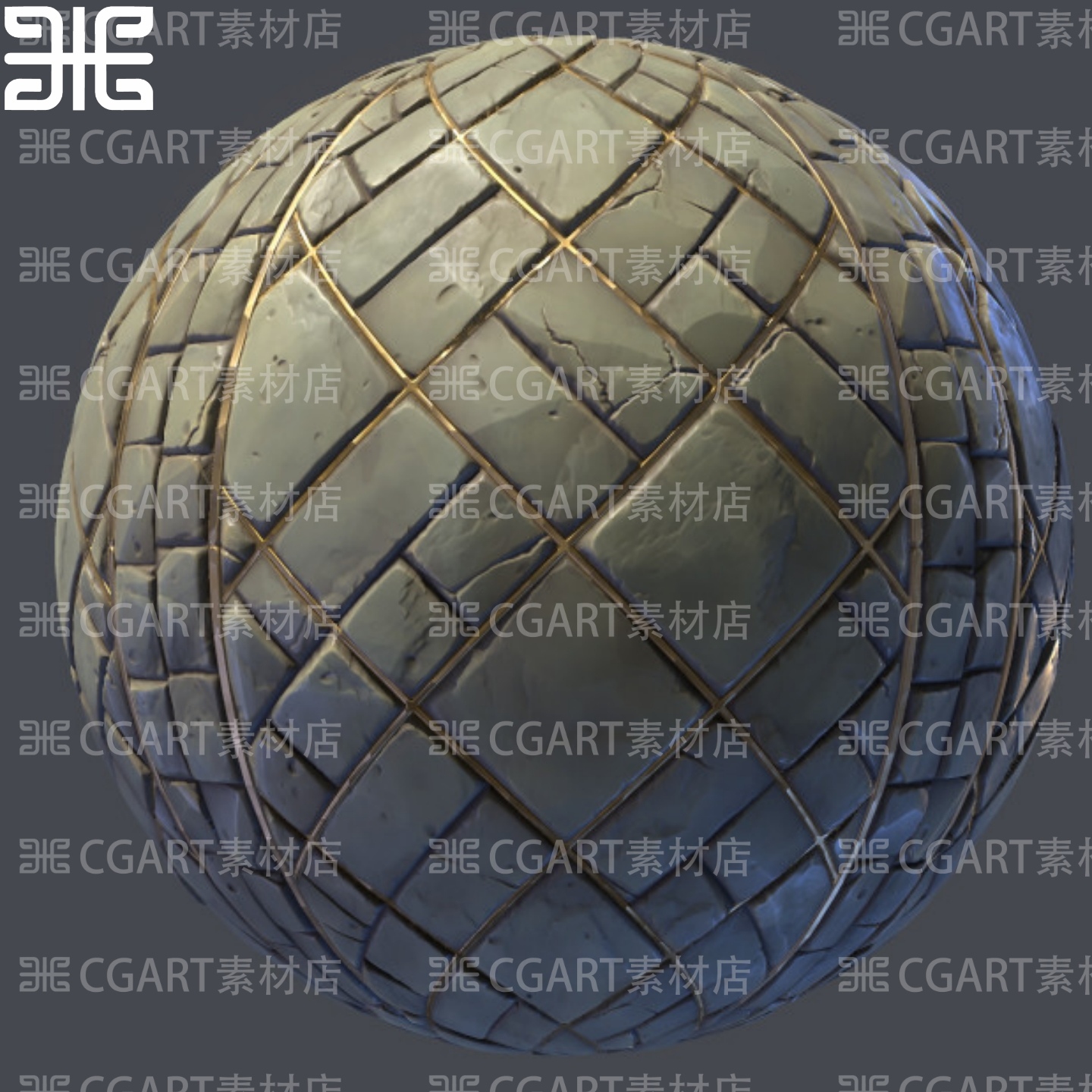 SubstanceDesigner风格化砖块堆砌地面材质球源文件sbs格式sd砖块