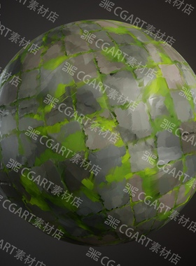 Substance Designer风格化地面手绘苔藓岩石地砖板纹理SD材质球