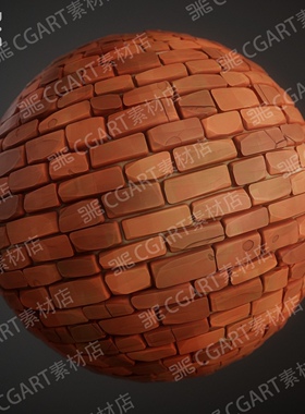 Substance Designer风格化卡通红块砖块材质球sd地面砖墙纹理材质