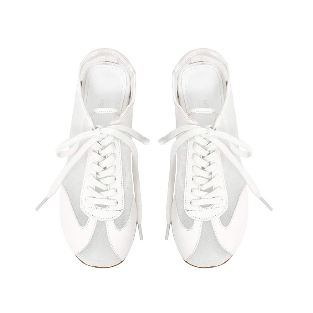 MUARMOA小众设计师品牌25新款fw革网纱透视皮革拼接德训鞋