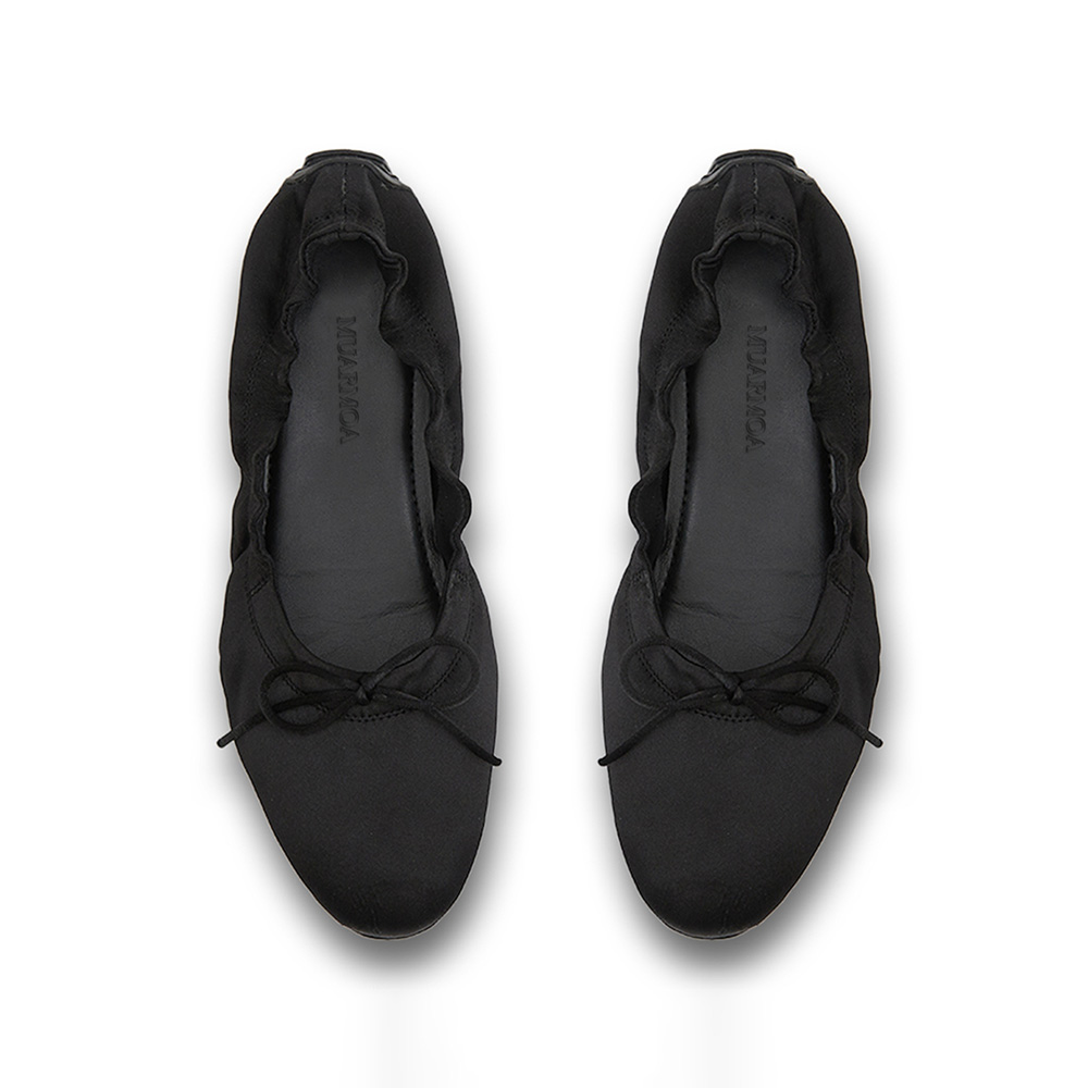 MUARMOA 蝴蝶结褶皱浅口单鞋女平底芭蕾鞋气质百搭奶奶鞋女