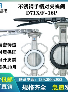 不锈钢316L手柄对夹式三元乙丙四氟蝶阀D71X/F-16RL耐腐蚀耐高温