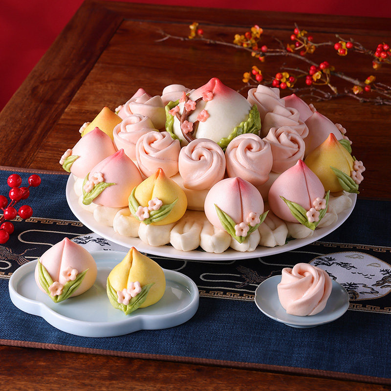 御茶膳房花饽饽寿桃馒头北京特产中式点心生日过寿花馍老人祝寿包