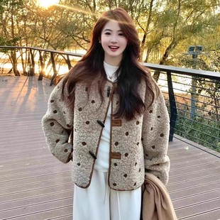 2025新款 高级感小个子毛毛厚外套 双面穿波点麂皮绒皮毛一体女冬季