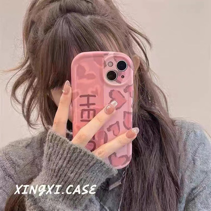 ins豹纹爱心适用于opporeno15pro手机壳14/13/12pro新款reno8/7/6/5pro+保护套r17/r15xr11r9s全包ace2直边
