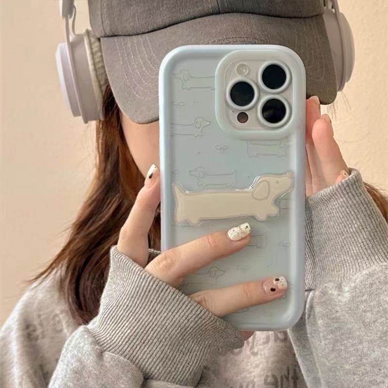 蓝腊肠狗支架适用于vivo x300pro手机壳x100全包x80Pro防摔x70t/x60/50小众x90prox60pro新款x27/x23创意气囊