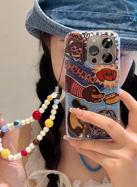 牛仔布腊肠狗适用于oppoA6pro手机壳A5A3proa93sA2pro可爱a57A2m保护套防摔a11全包A97女A92S小众a78a58x魔方