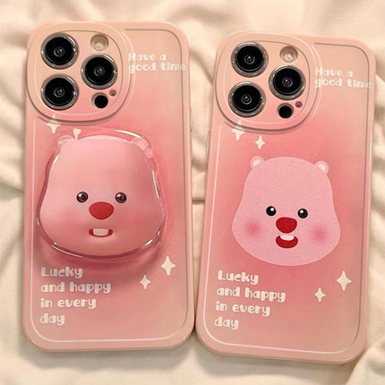 可爱海狸支架适用于opporeno15pro手机壳14/13/12pro新款reno8/7/6/5pro+保护套r17/r15xr11r9s全包ace2直边