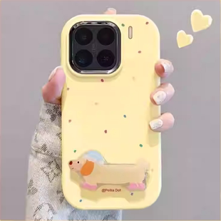 10CK70女K60 波点小狗支架适用于红米K90promax新Note15 防摔K80手机壳Turbo4保护套Note13 K40镜框 14PRO