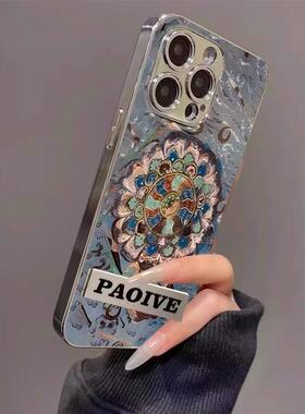 复古花朵圆盘适用于OPPO Find X9手机壳X8小众findX7Ultra新款X6A6pro女Realme真我15GT6/5pro保护套oppo玻璃