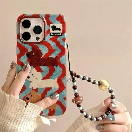 条纹腊肠狗适用于oppo reno14pro手机壳13/12女reno11pro/10/9/8pro+保护套reno6/5k/4se新款reno7se羽纱