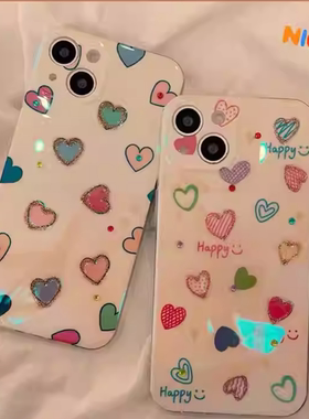 彩色爱心镭射适用于荣耀500pro手机壳400/300/90GT保护套x70iX60GTX50全包magic8/7/5防摔play9T8T畅玩60透明