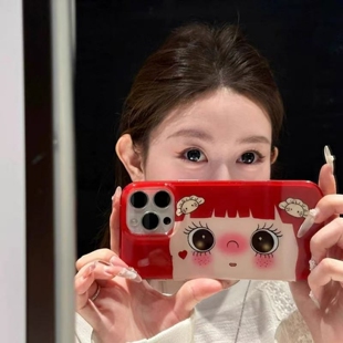 6白底 1210女真我neo7seNeo6女v60v50保护套GT7pro 火翔红色女孩适用于opporealme真我gt8手机壳真我14PRO