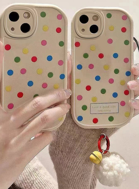 彩色波点吊坠适用于华为畅享80手机壳70x/60x/50pro女款20plus/10s保护套麦芒40/30/10se小众HI畅享80s直边