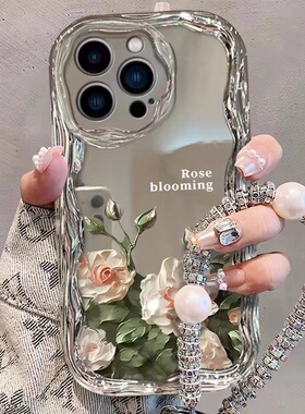 电镀花朵英文适用于realme真我GT大师版手机壳15/14pro/13/12/v70/30t/v23/neo7保护套Q5pro/q3/2GT8/6水滴女
