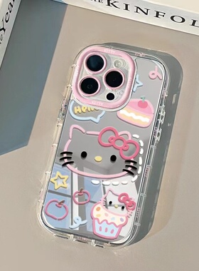 镜面卡通小猫适用于华为Nova15pro手机壳14/13/12/11ultra保护套10畅享80/60pro女nova98/7se/6麦芒40/30狐尾