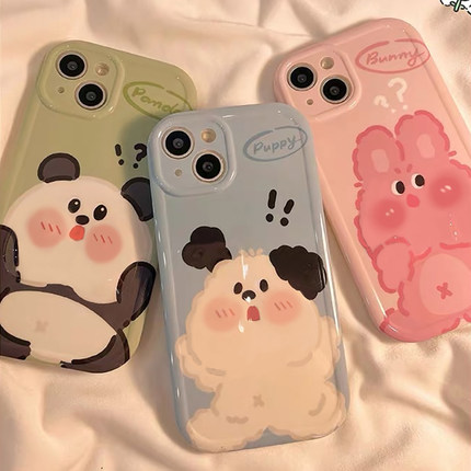 小熊小狗兔子适用于opporeno15pro手机壳14/13/12pro新款reno8/7/6/5pro+保护套r17/r15xr11r9s全包ace2直边
