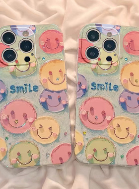 油画彩色笑脸适用于华为畅享80手机壳70x60pro/50plus新款畅享20e/10s优畅享50女麦芒A30/11/8/7保护套透明