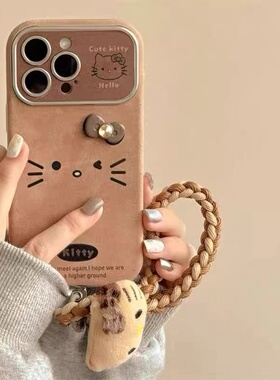 棕色小猫手绳适用于红米note14/13PRO手机壳11/9pro12Turbo4保护套k90k80PRO小米17/15sPRO1413女CIVI5新视窗